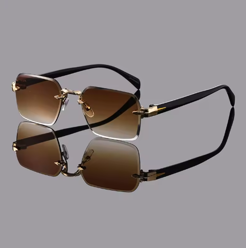 Unisex Retro Rimless Square Glasses – Multicolor Casual Style